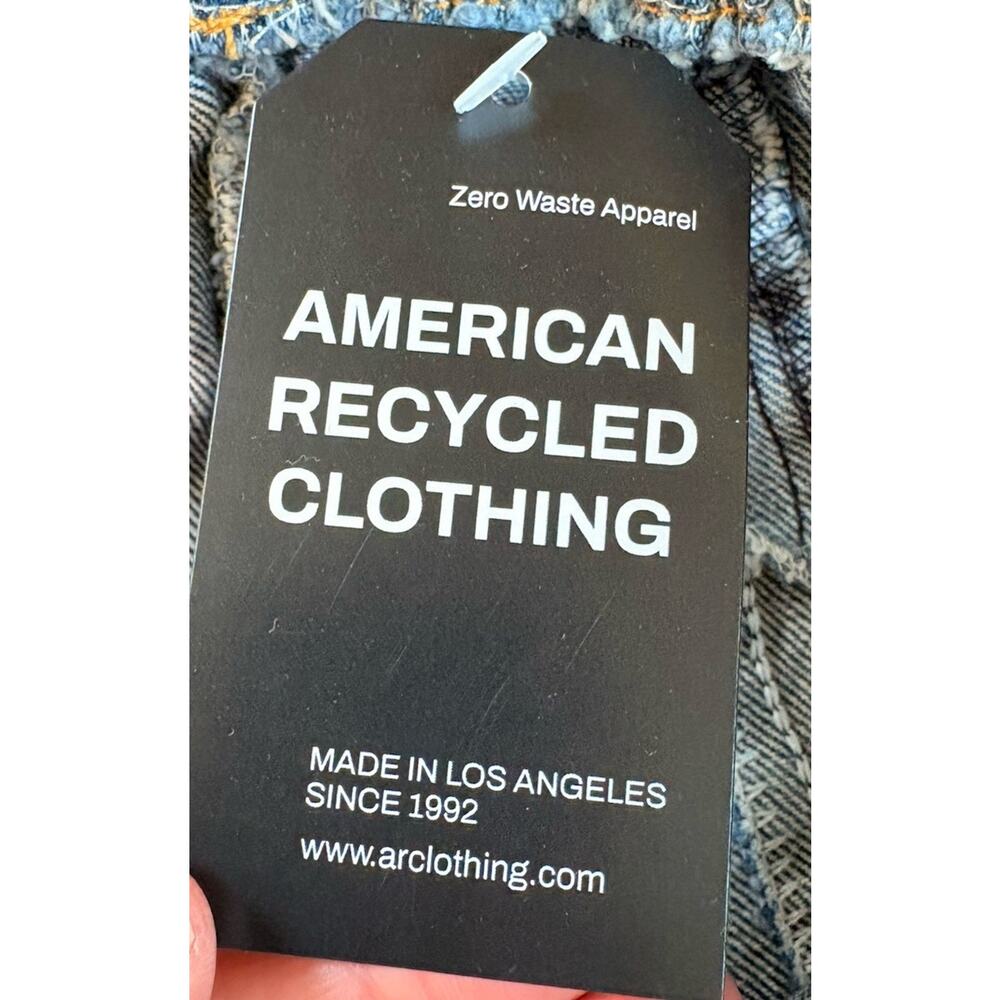 American recycled clothing NWT Women’s Drawstring patchwork jeans size S Blue Q5 - Picture 3 of 8